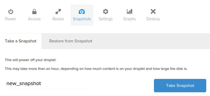 DigitalOcean snapshot