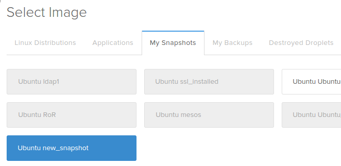 DigitalOcean use snapshot