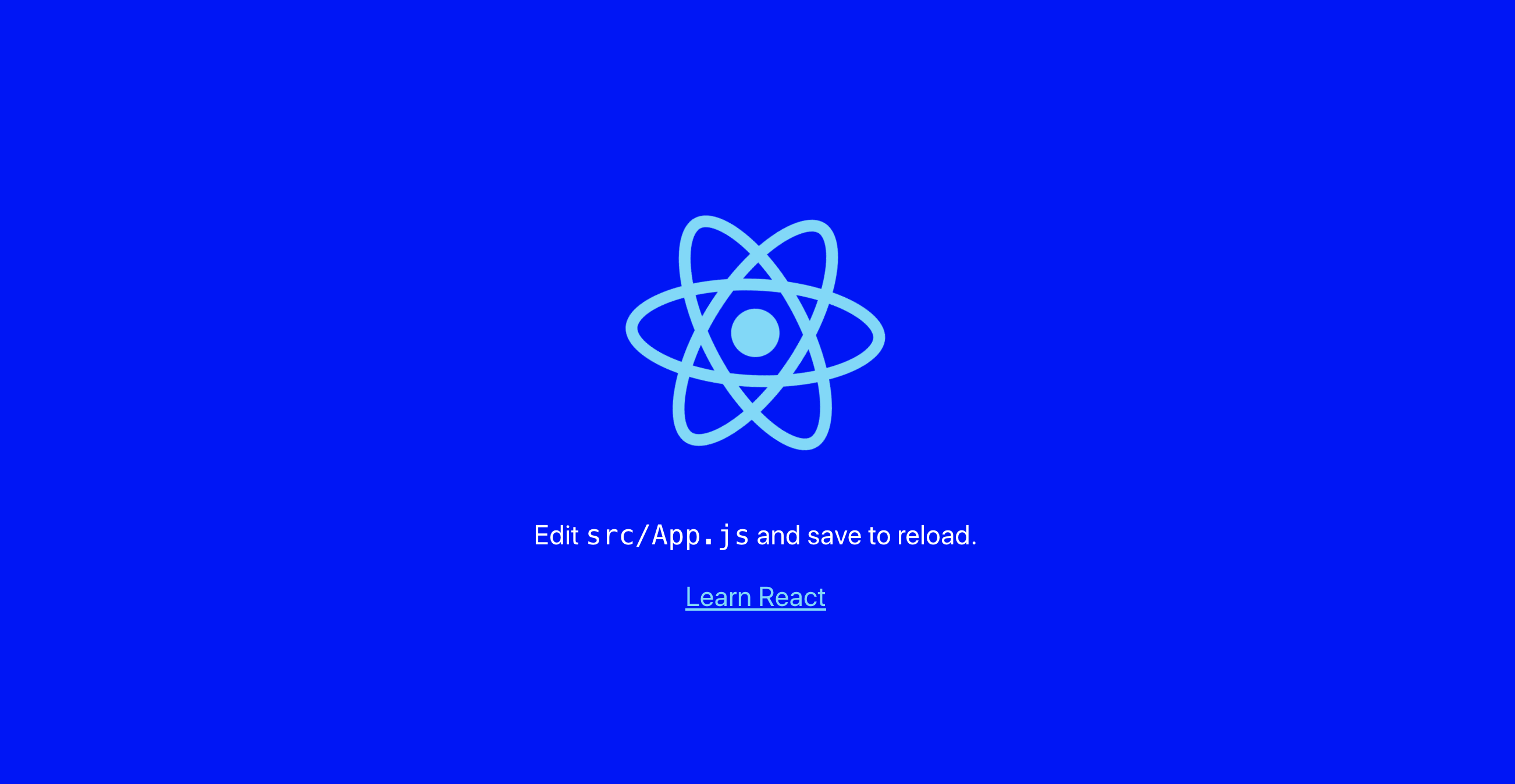 React app con fondo azul