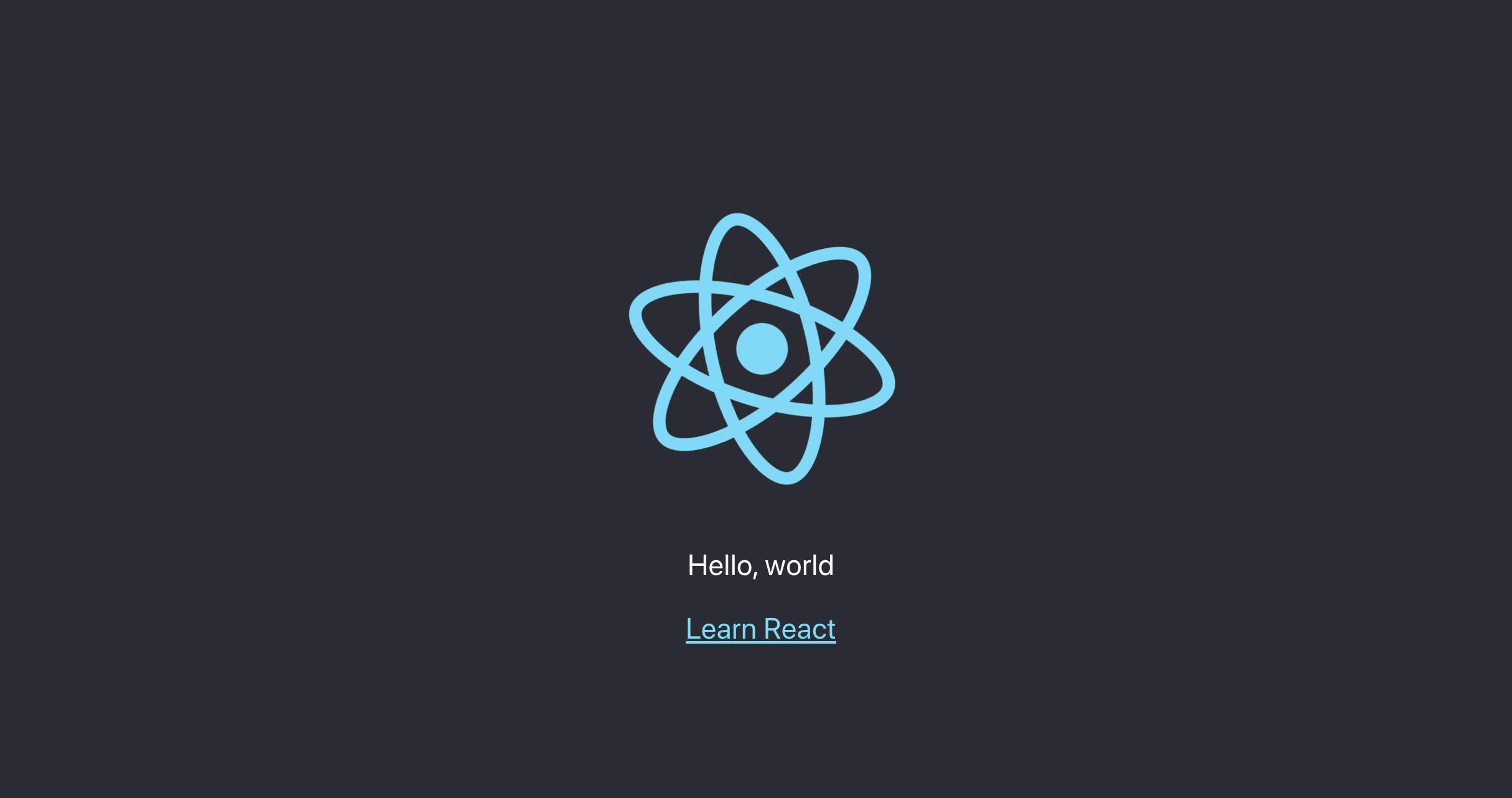 React App mit "Hello, world" in Absatzmarkierung