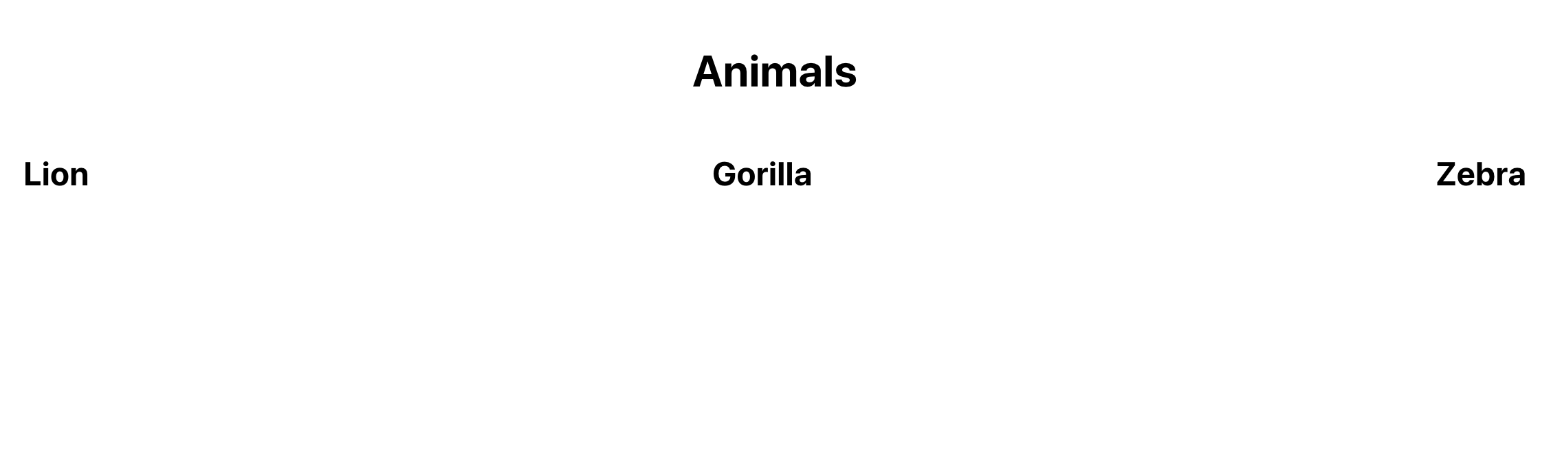 Proyectos React con nombres de animales representados