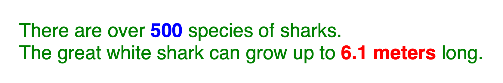 The text in both sentences on the about page are now rendered green and in a sans serif font, except for the text in both <strong> tags, which is bold with the first <strong> text being blue and the second being red.