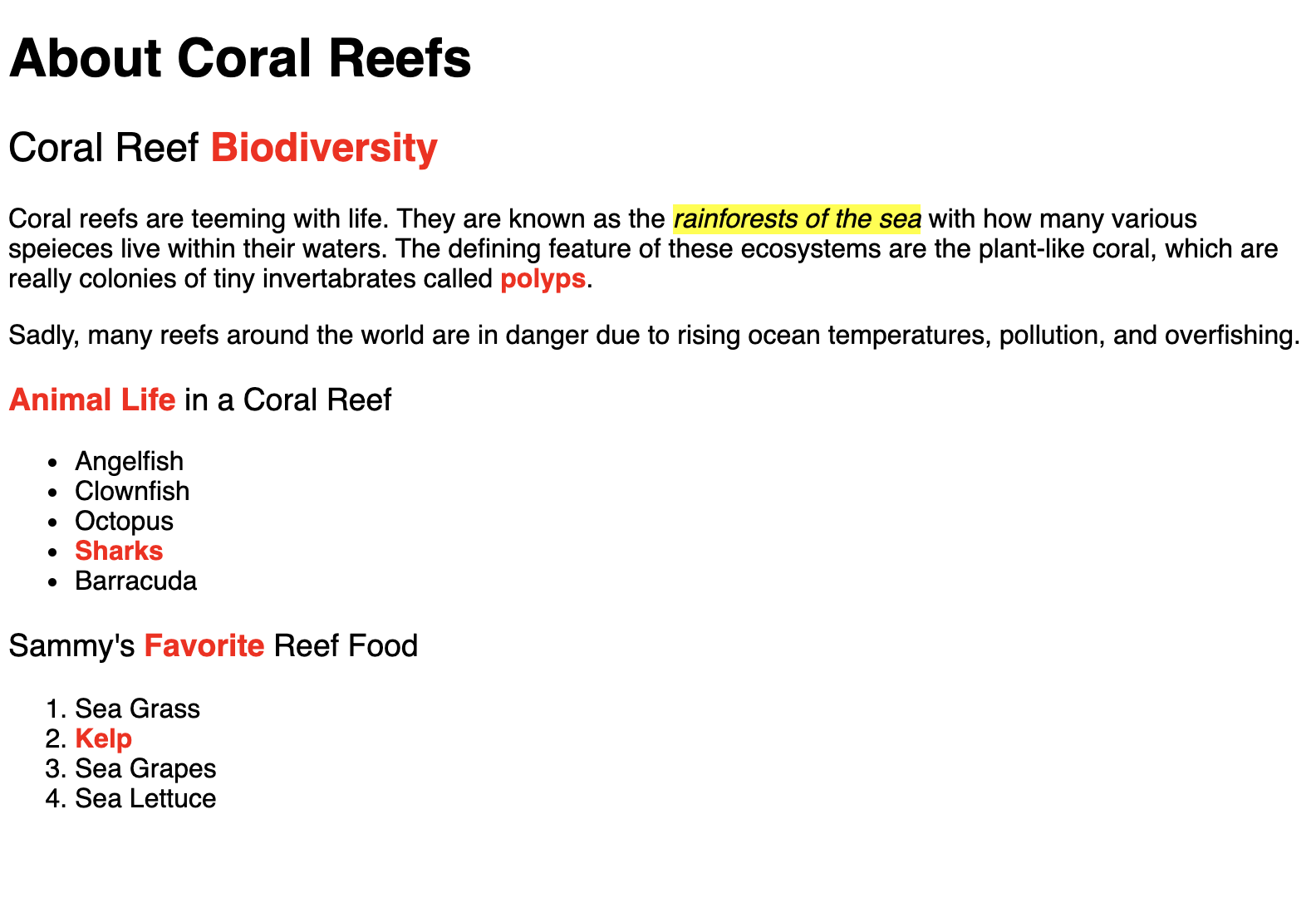 Content of website in a black sans-serif font, with bold content in red and italic content with a yellow background.