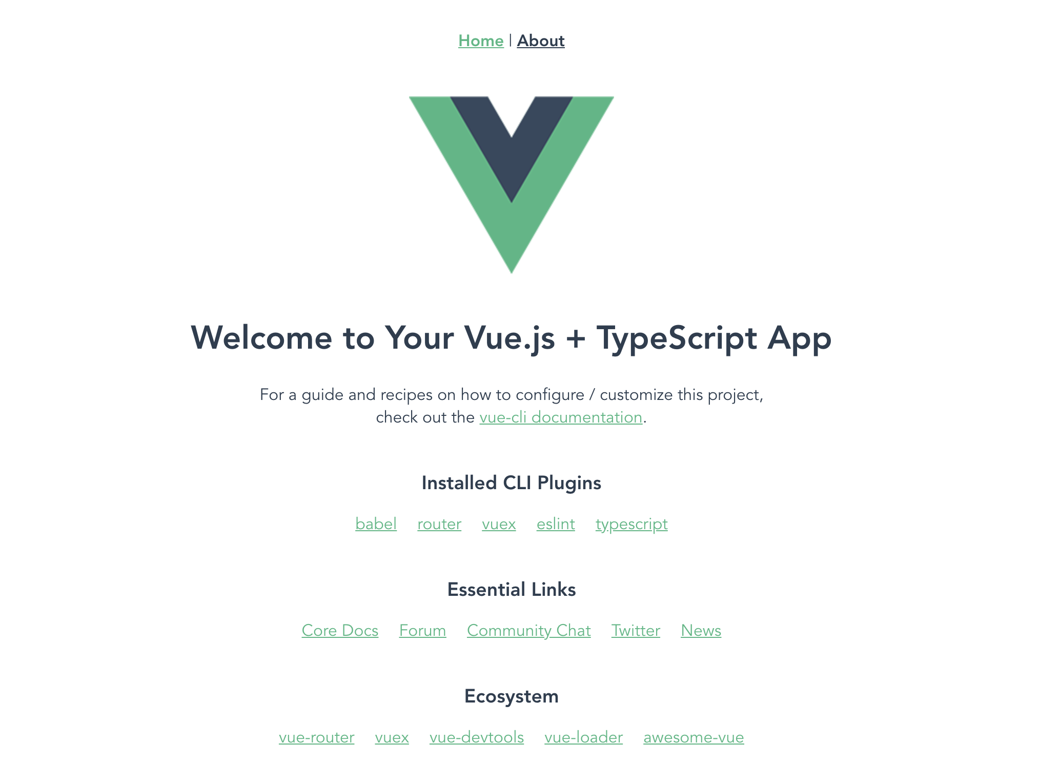 Vue template screen