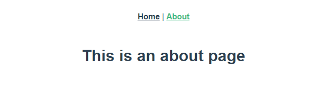 A placehold about page for the sample app that reads "This is an about page"