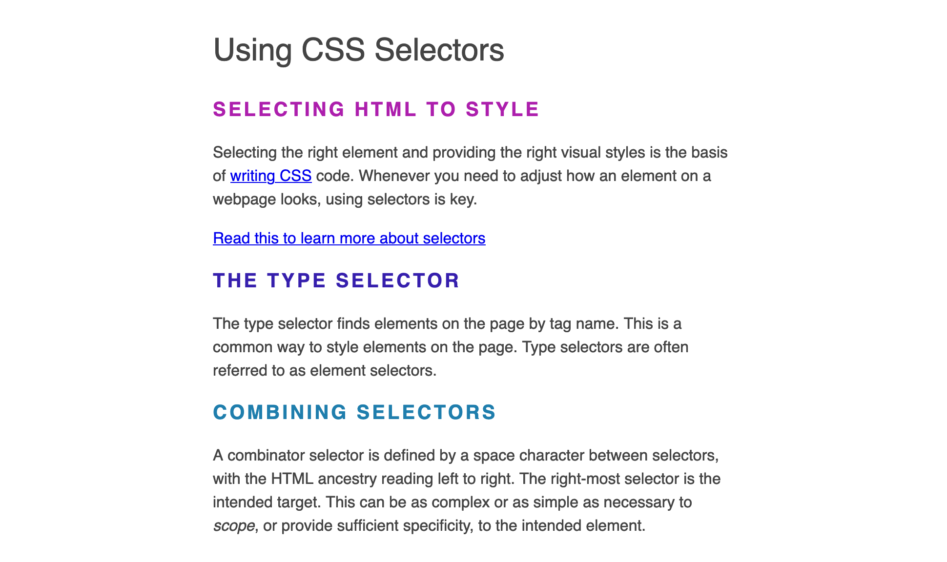 html selector notation