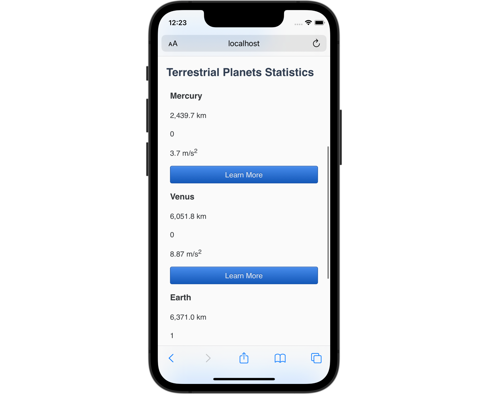 A series of bold heading text with data information and a button for each group.