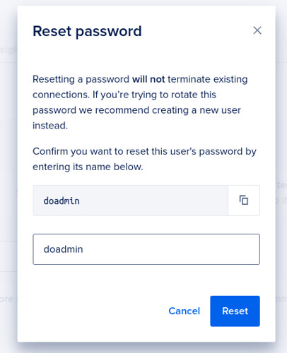 DigitalOcean change admin password