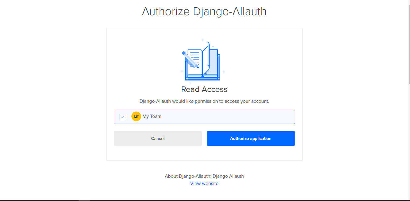 Screenshot showing access authorization prompt