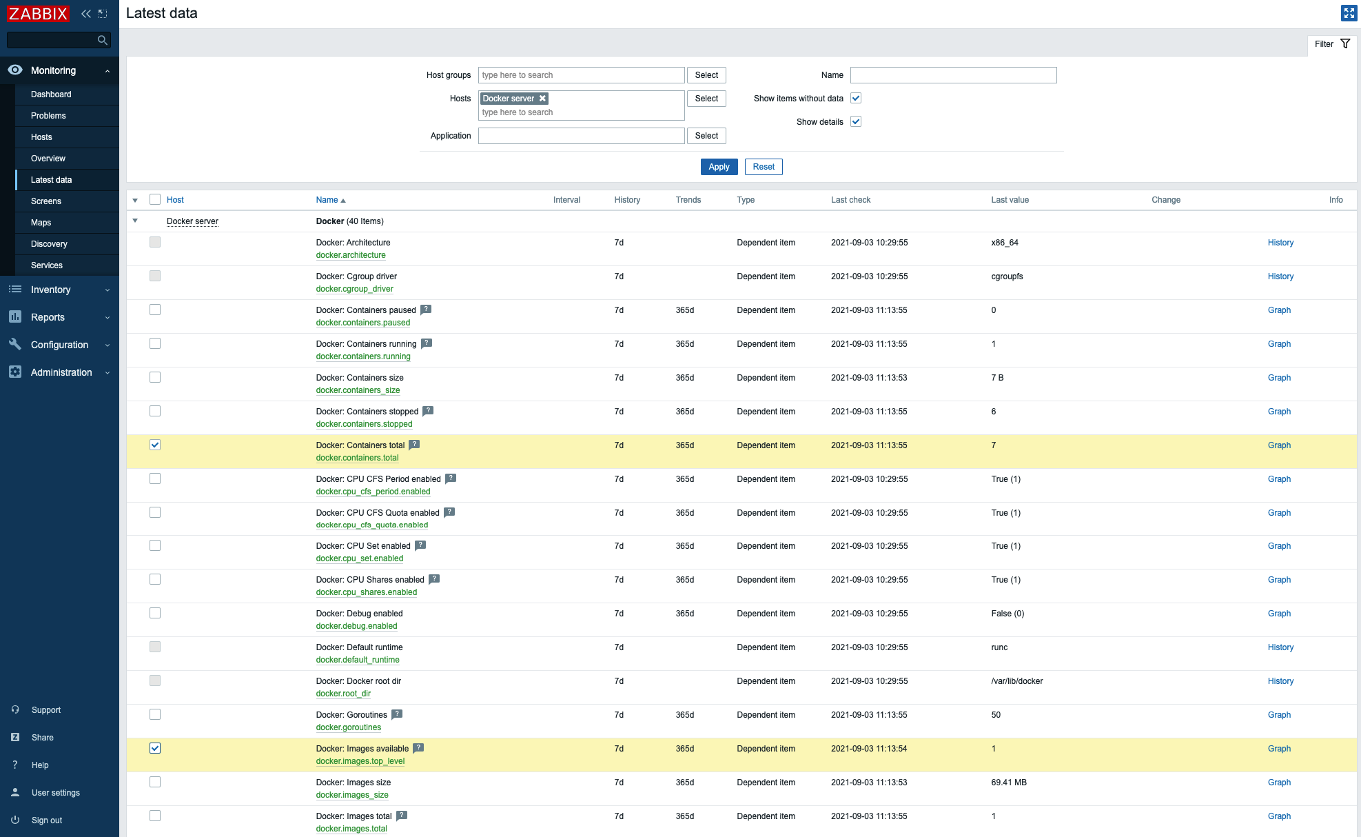 Select metrics