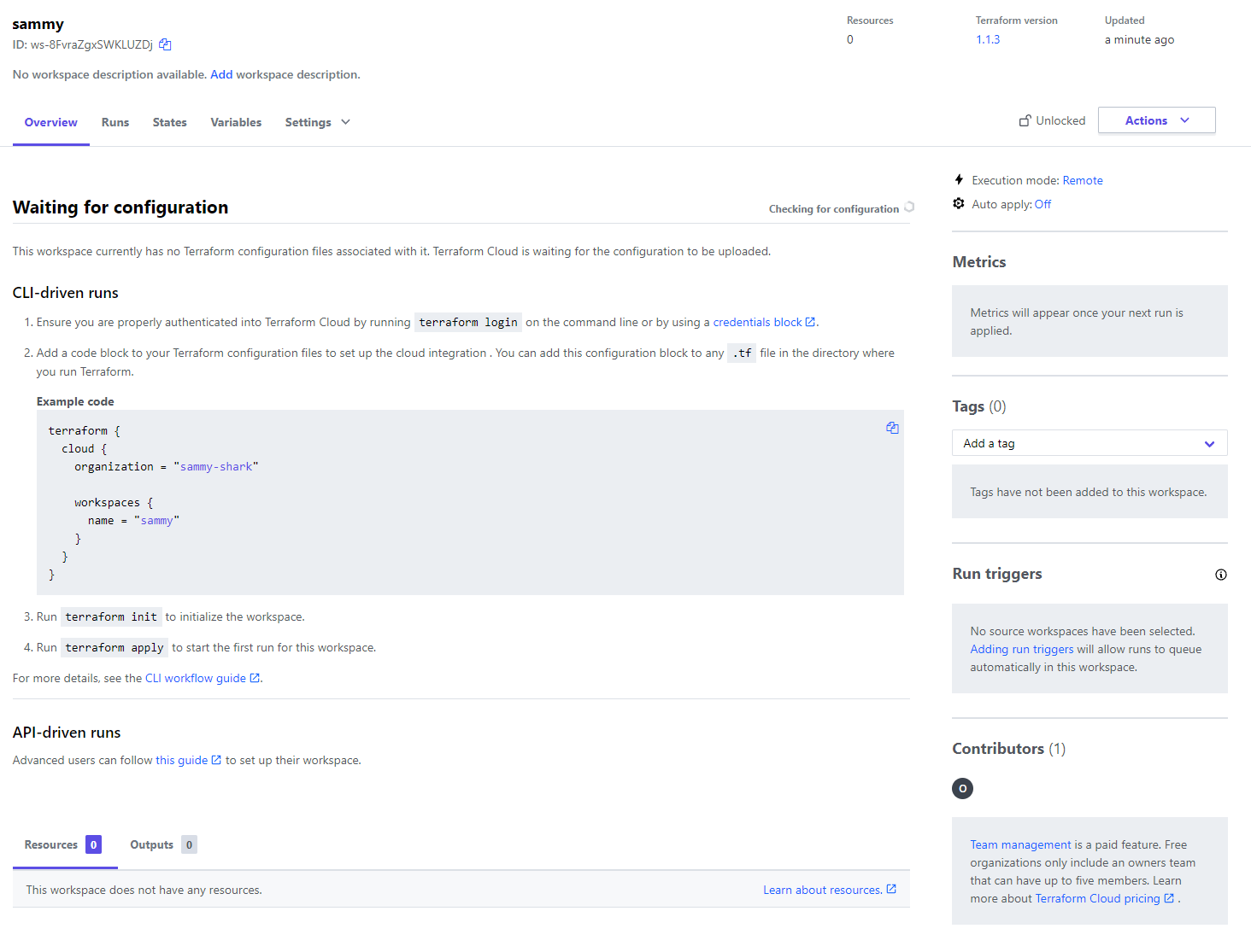 Terraform Cloud - Workspace settings