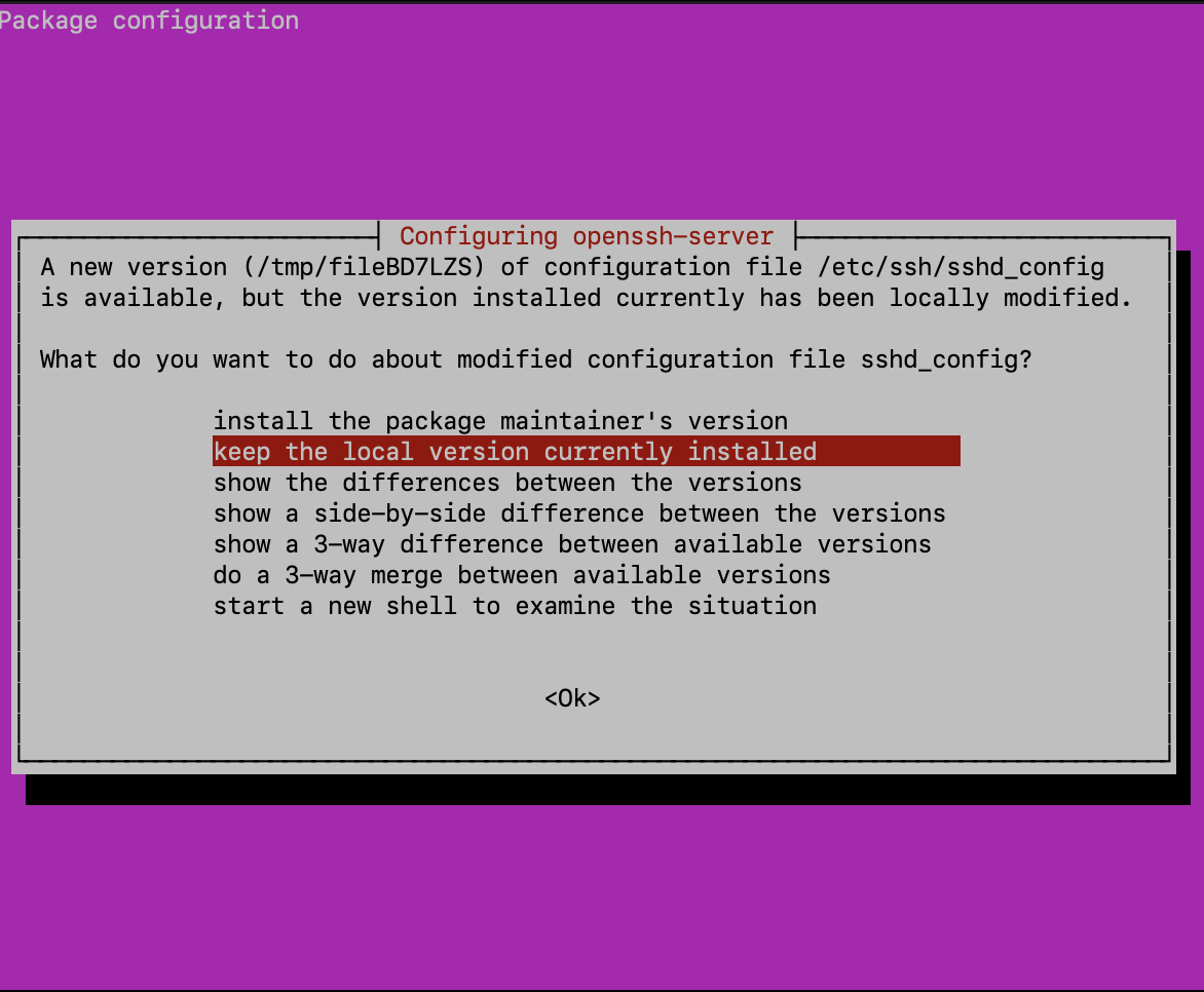 Ubuntu 20.04 package upgrade prompt