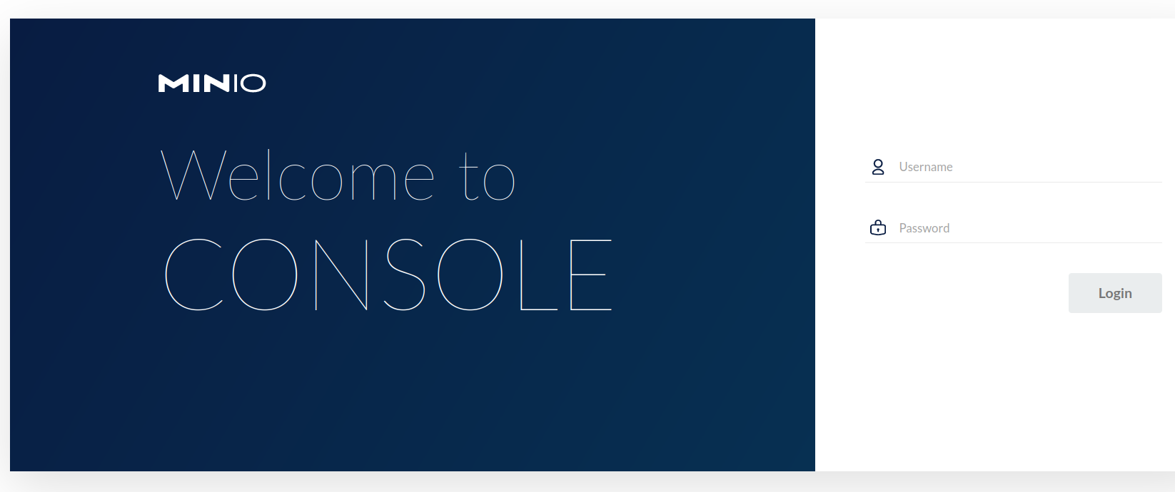 MinIO Console's login screen