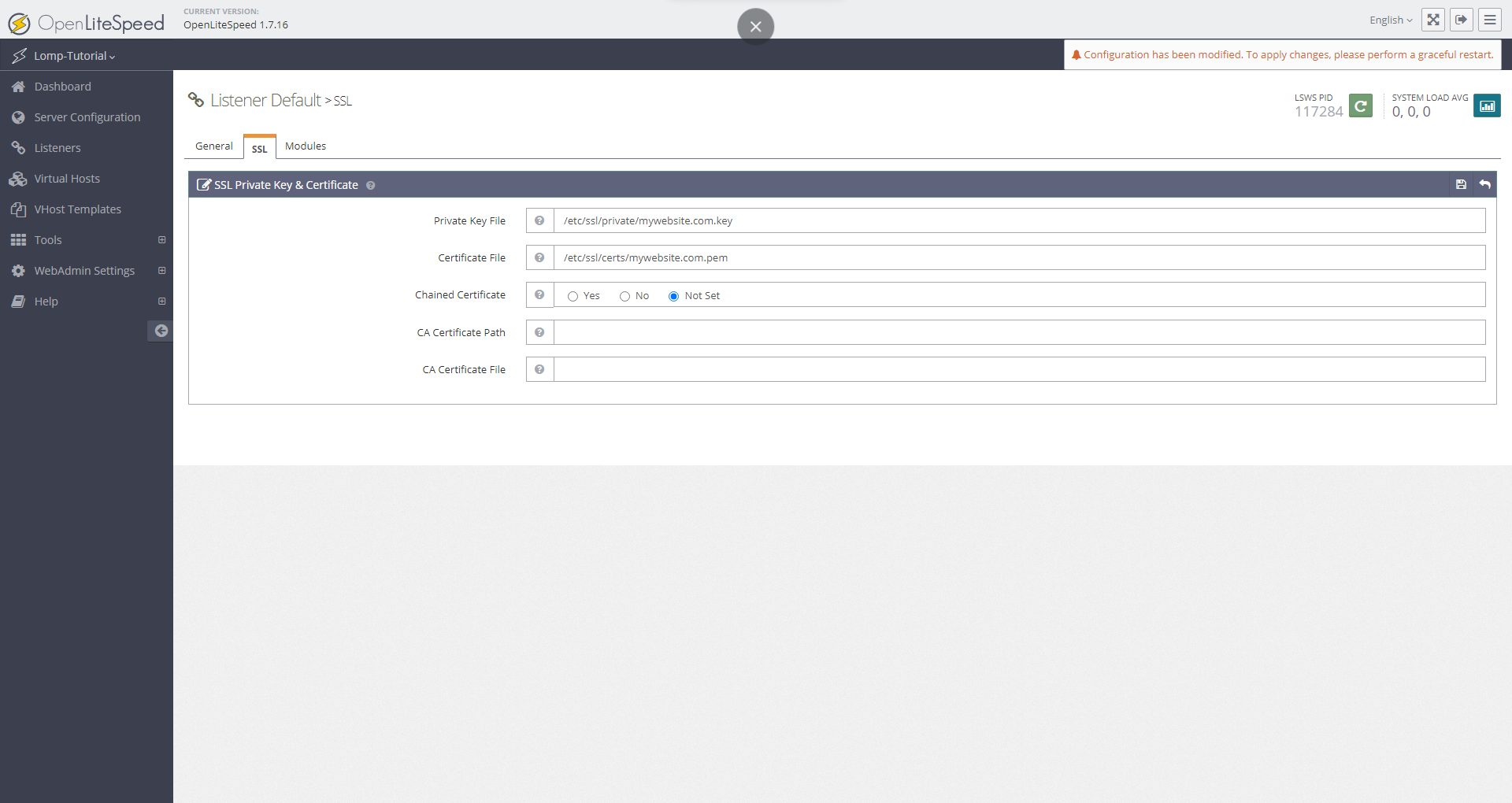 TLS Configuration for Listener