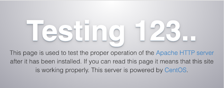 standard Apache sida för CentOS 7