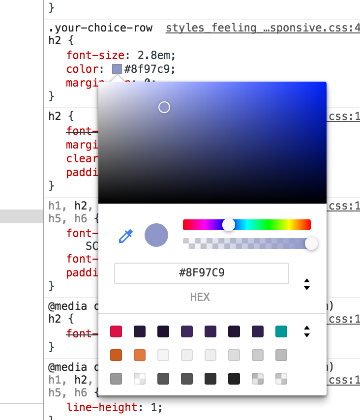 Chrome DevTools: Color Picker