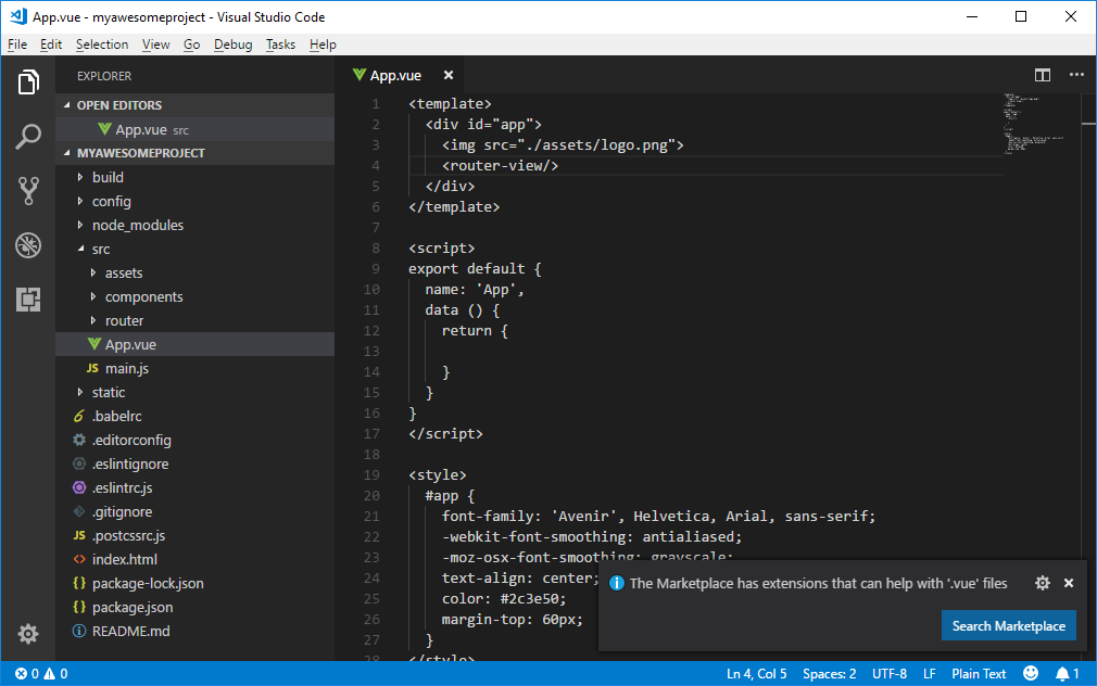 visual studio code extensions eslint