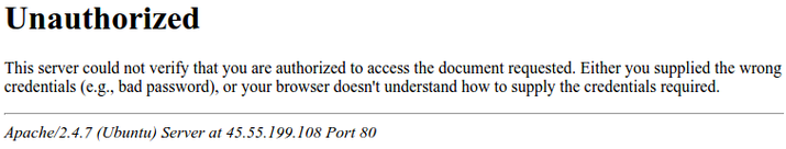 Apache2 unauthorized
error