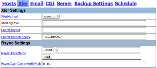 BackupPC rsync settings