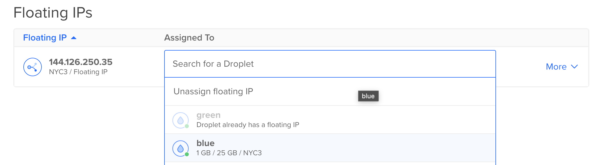 DigitalOcean reassign IP address