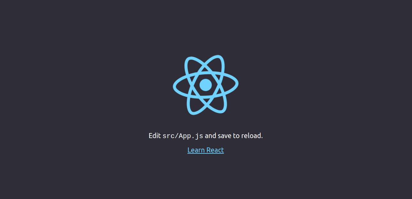 Screenshot of landing page for the default Create React App application.