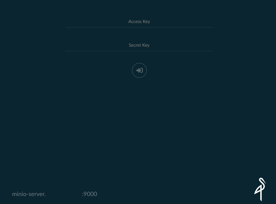 Minio login screen