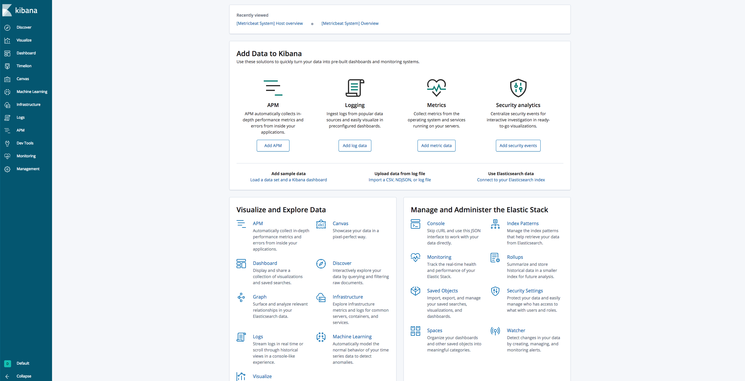 Kibana Homepage