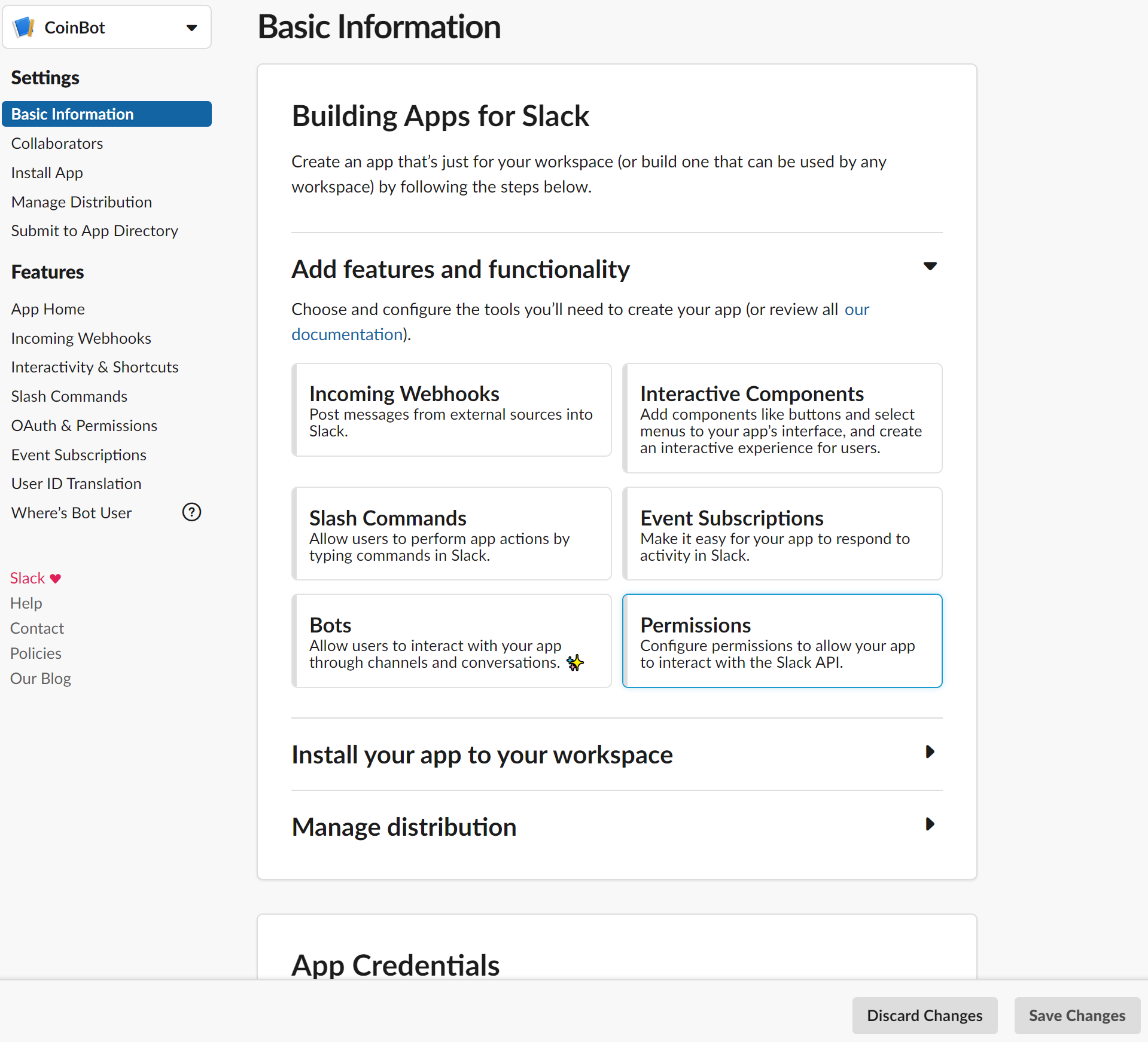 Sélectionnez le bouton Autorisations dans le panneau de configuration