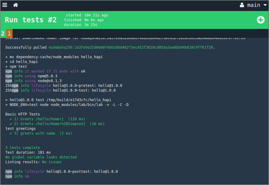 Concourse successful tests