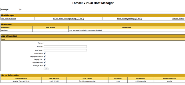 DigitalOcean Tomcat Host Manager Webapp