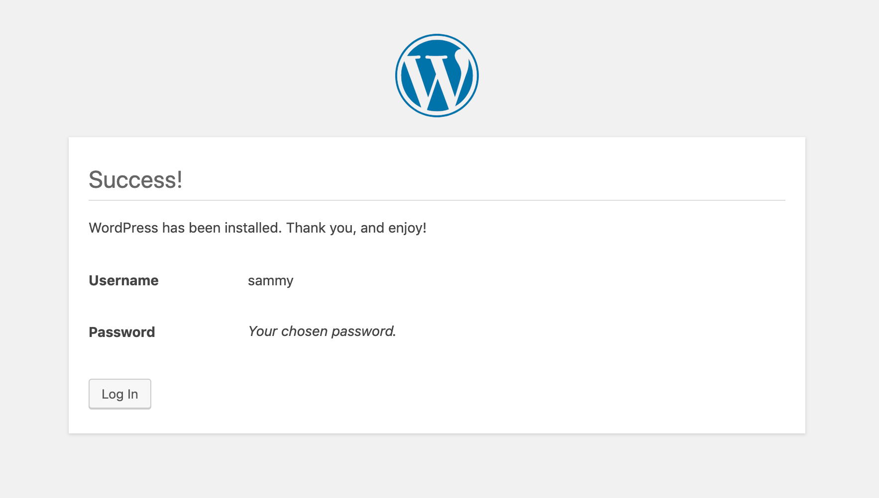 Tela de Log-in do WordPress