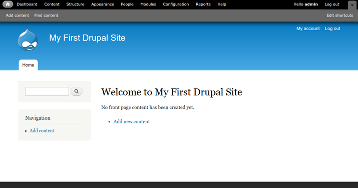 Drupal completed install