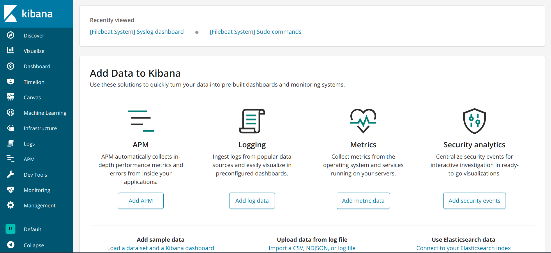 Kibana Homepage