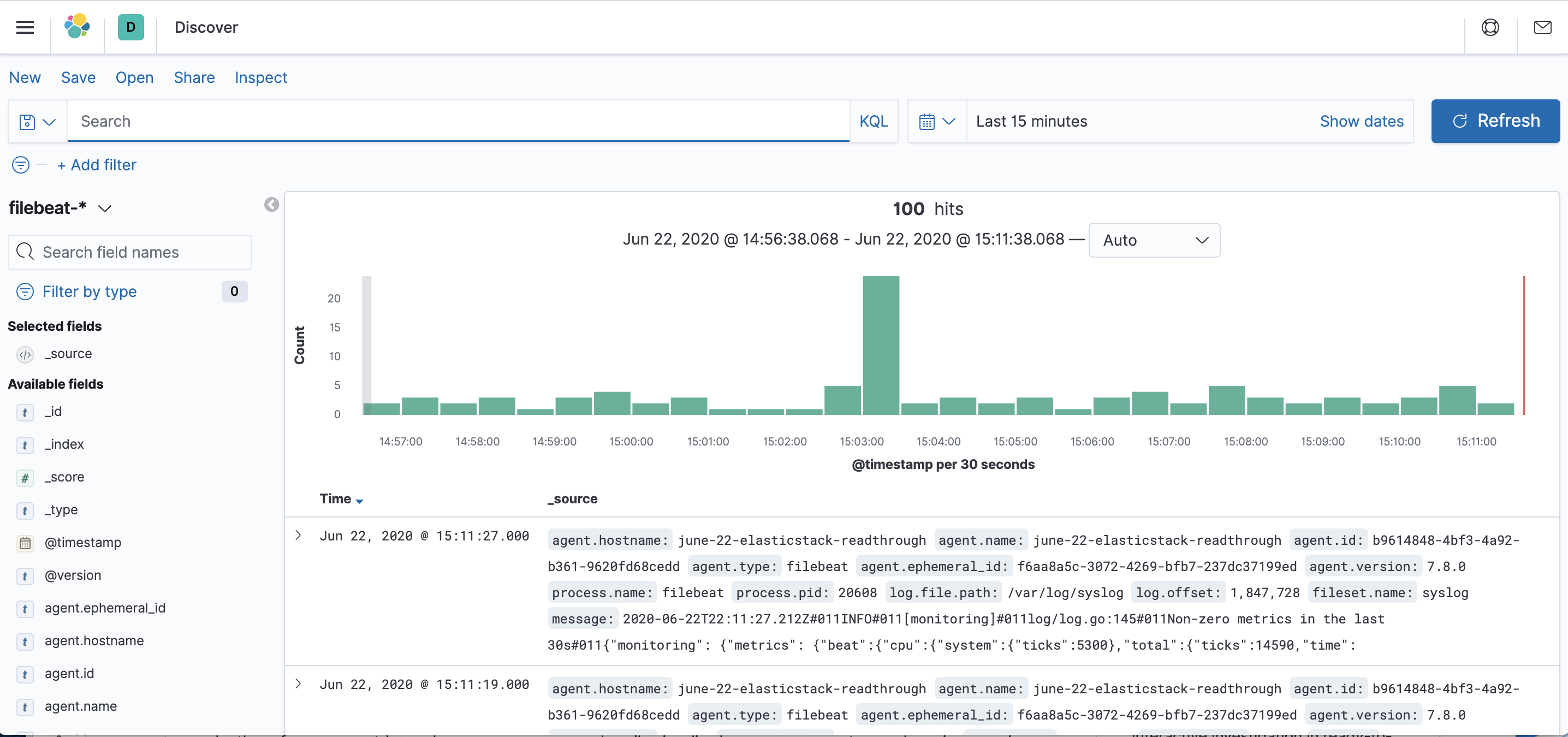 filebeat elasticsearch kibana