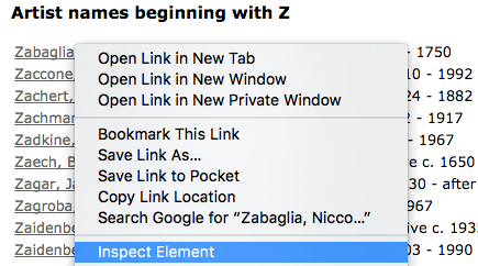 Context Menu — Inspect Element