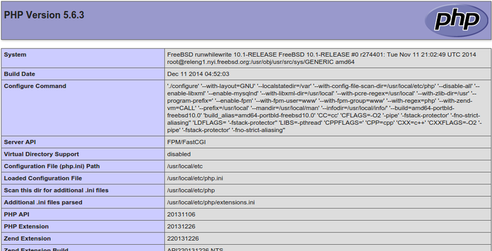 FreeBSD php info page