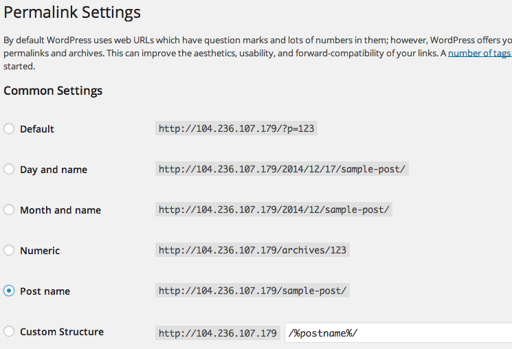 Permalink Settings