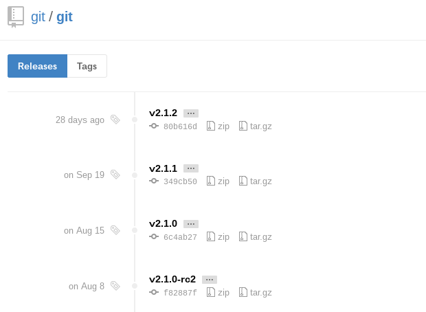 Git Releases on GitHub