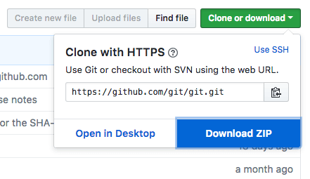 clique com o botão direito do mouse no zip de download para copiar o URL