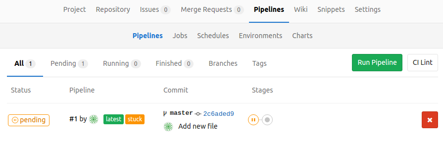 GitLab pipeline index stuck