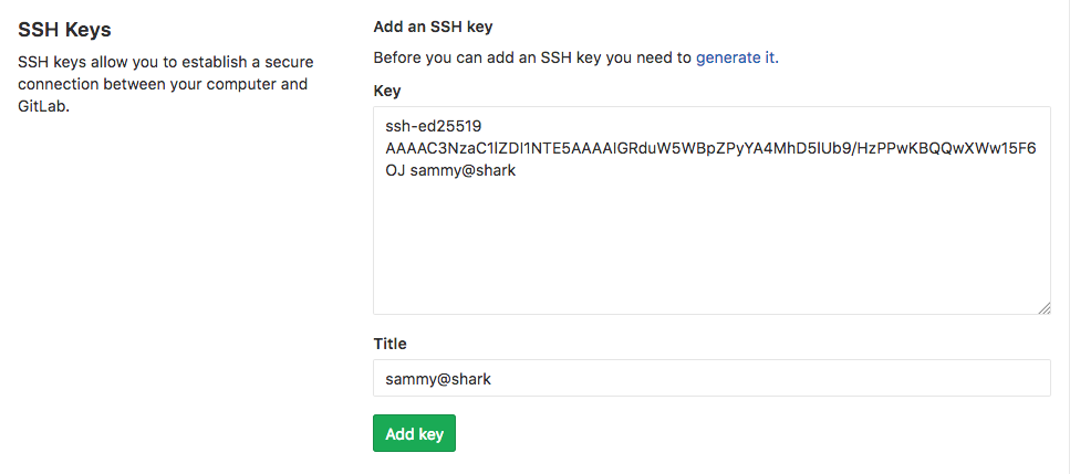 GitLab add SSH Key