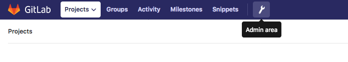 GitLab administrative area button