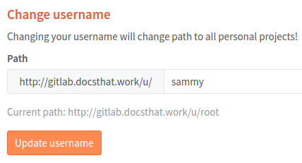 GitLab change username section