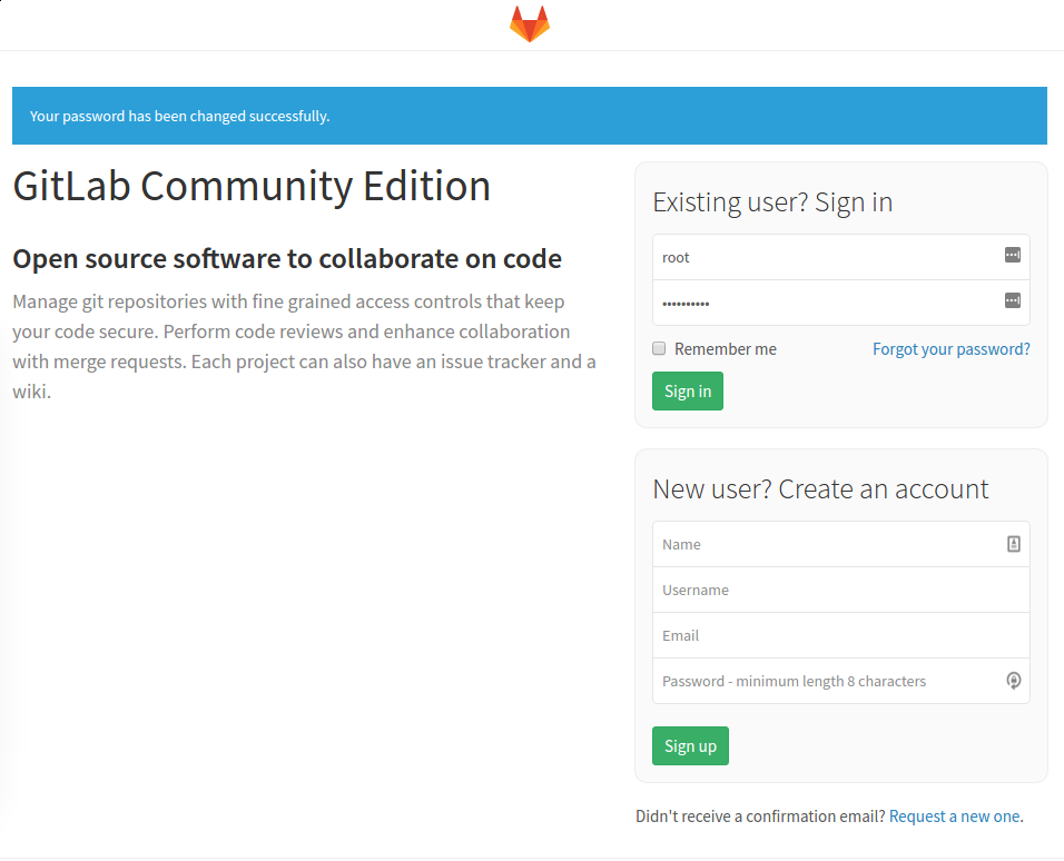 GitLab first sign in prompt