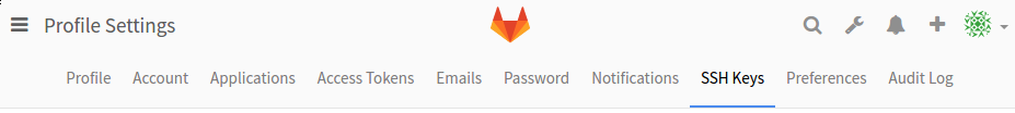 GitLab SSH Keys menu item