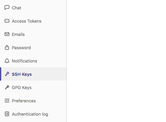 GitLab SSH Keys menu item