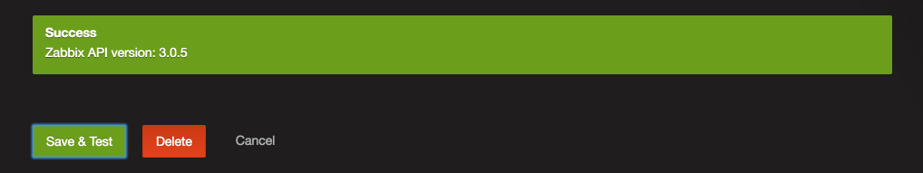 Successful test of the connection to Zabbix