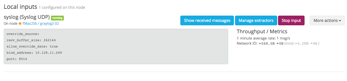 Graylog syslog input