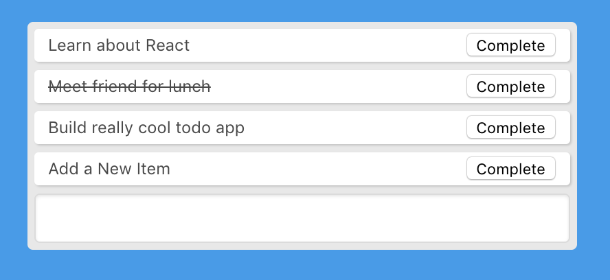 To-do app with item updated to a completed state
