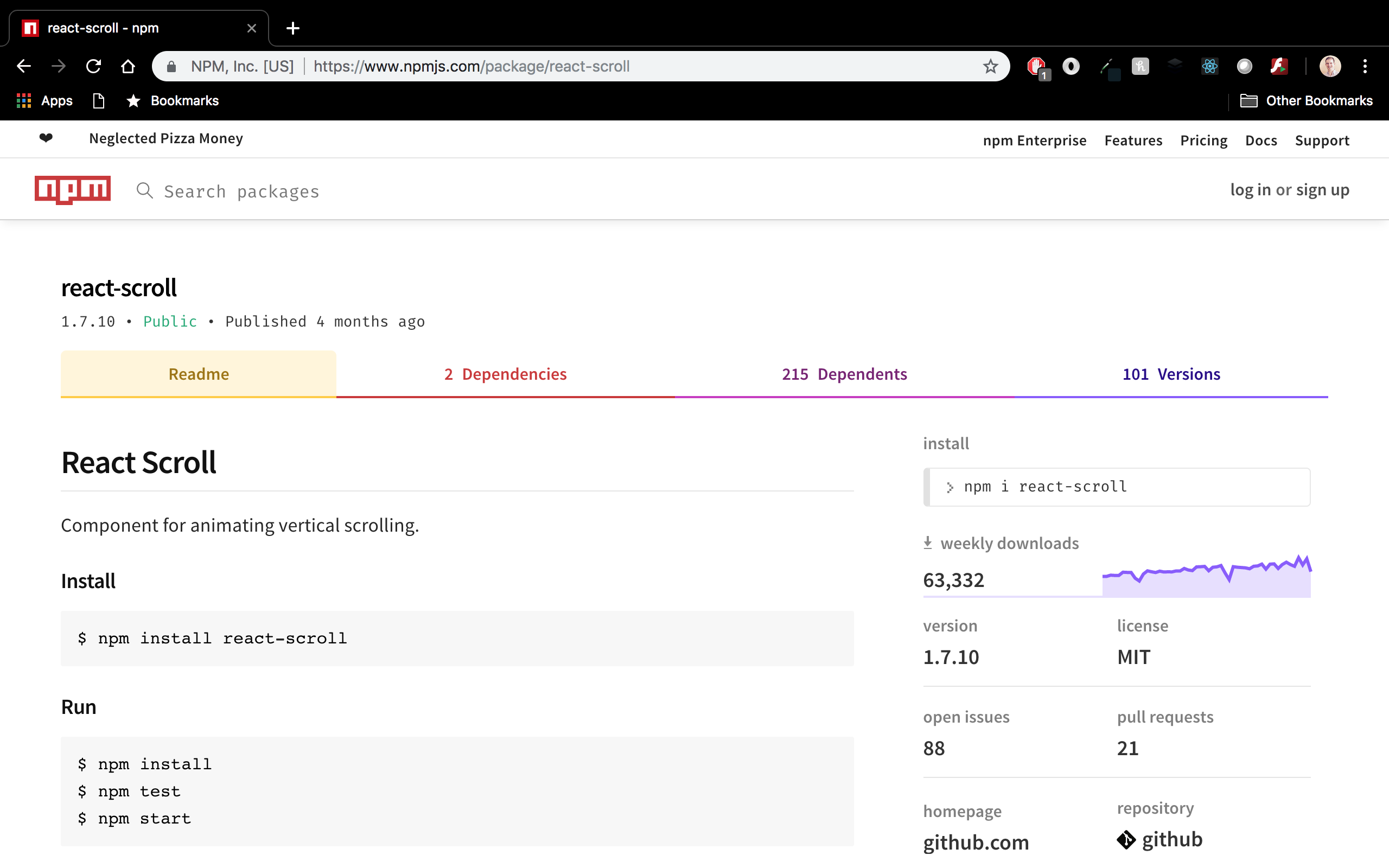 paket react-scroll di npm